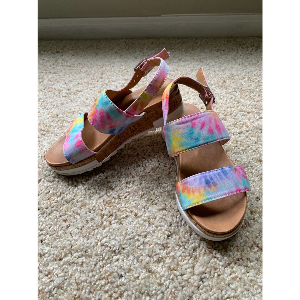 Tahari Girl's Platform/Wedge Sandal- Pastel Tie Dye - Size 13
